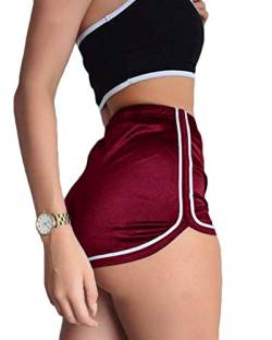ORANDESIGNE Damen Sport Shorts Glänzende Hosen Yoga Hot Shorts Aktive Lounge Shorts Noos Hose E Rot L von ORANDESIGNE