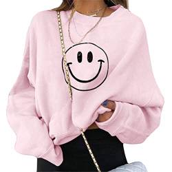 ORANDESIGNE Damen Sweatshirt Briefe Drucken Langarm Rundhals Pullover Warm Pulli Oversized Casual Bequem Teenager Mädchen Hoodie Sportbekleidung I Rosa S von ORANDESIGNE