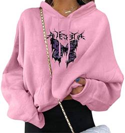 ORANDESIGNE Damen Sweatshirt Pullover Teenager Mädchen Hoodie Herbst Winter Hoodie Frauen Pullover Oberteile Langarmshirt Kapuzenpullover Mode Bequem Casual Pulli mit Kordel und Taschen A Rosa XS von ORANDESIGNE