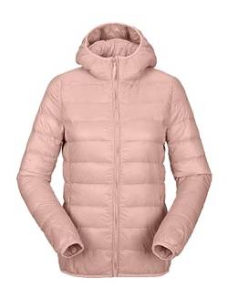 ORANDESIGNE Damen Übergangsjacke Leichte Steppjacke Stehkragen Kapuze Reißverschluss Daunenjacke Freizeitjacke Windjacke Bomberjacke Sportjacke Wärme Outdoor Gesteppte Jacke A Hellrosa XXL von ORANDESIGNE