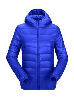 ORANDESIGNE Damen Übergangsjacke Leichte Steppjacke Stehkragen Kapuze Reißverschluss Daunenjacke Freizeitjacke Windjacke Bomberjacke Sportjacke Wärme Outdoor Gesteppte Jacke A Saphirblau XL von ORANDESIGNE