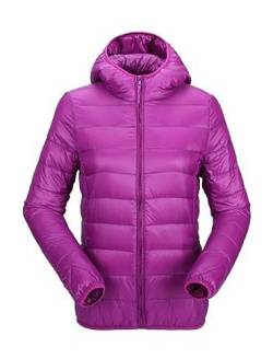 ORANDESIGNE Damen Übergangsjacke Leichte Steppjacke Stehkragen Kapuze Reißverschluss Daunenjacke Freizeitjacke Windjacke Bomberjacke Sportjacke Wärme Outdoor Gesteppte Jacke A Violett L von ORANDESIGNE