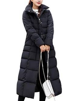 ORANDESIGNE Damen Warm Winterjacke Parka Jacke Mantel Lange Mit Fellkapuze Steppjacke Wintermantel Lässig Dicker Daunenjacke Daunenmantel Mit Gürtel Schwarz DE 34 von ORANDESIGNE