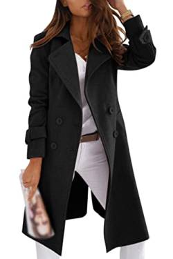 ORANDESIGNE Damen Winter Blazer Mantel Wollmantel Lang Warme üBergangsjacke Einfarbig Slim Fit Revers Blazer Jacke Windjacke Overcoat 04-schwarz M von ORANDESIGNE