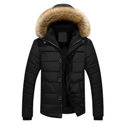 ORANDESIGNE Daunenjacke Herren Leicht Mit Kapuze Winterjacke Warm Parka Steppjacke Übergangsjacke Farbblock Softshell Jacke Gefüttert Winter Leichtsteppjacke Jungen Puffer Mantel C Schwarz S von ORANDESIGNE