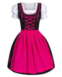 ORANDESIGNE Dirndl Blau Damen Midi Trachtenkleid Rose Kleid Dirndlbluse für Oktoberfest Besondere Anlässe Outfit Dirndlschürze Dirndl Kleid L Rosa XL von ORANDESIGNE