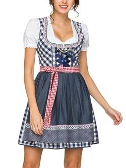 ORANDESIGNE Dirndl Damen midi Trachtenkleid Damen Trachtenrock Trachtenmode Kleid Dirndlbluse für Oktoberfest K Dunkelblau S von ORANDESIGNE