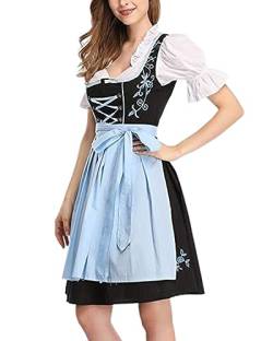 ORANDESIGNE Dirndl Damen midi Trachtenkleid Damen Trachtenrock Trachtenmode Kleid Dirndlbluse für Oktoberfest M Hellblau XL von ORANDESIGNE