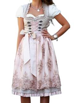 ORANDESIGNE Dirndl Damen midi Trachtenkleid Damen Trachtenrock Trachtenmode Kleid Dirndlbluse für Oktoberfest R Rosa 4XL von ORANDESIGNE