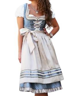 ORANDESIGNE Dirndl Damen midi Trachtenkleid Damen Trachtenrock Trachtenmode Kleid Dirndlbluse für Oktoberfest R Weiß XS von ORANDESIGNE