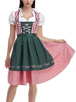 ORANDESIGNE Dirndl Damen midi Trachtenkleid Damen Trachtenrock Trachtenmode Kleid Dirndlbluse für Oktoberfest Rosa C Dunkelgrün S von ORANDESIGNE