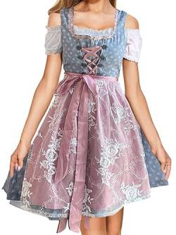 ORANDESIGNE Dirndl Damen midi Trachtenkleid Damen Trachtenrock Trachtenmode Kleid Dirndlbluse für Oktoberfest Rosa D Rosa M von ORANDESIGNE