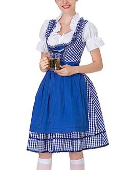 ORANDESIGNE Dirndl Damen midi Trachtenkleid Damen Trachtenrock Trachtenmode Kleid Dirndlbluse für Oktoberfest Rosa H Marine XL von ORANDESIGNE