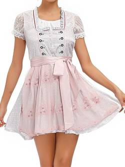 ORANDESIGNE Dirndl Damen midi Trachtenkleid Damen Trachtenrock Trachtenmode Kleid Dirndlbluse für Oktoberfest T Rosa XS von ORANDESIGNE