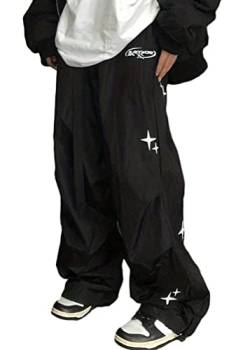 ORANDESIGNE Gothic Cargohose mit Taschen für Männer Frauen Mädchen Seitenschlitz Baggy Streetwear Y2K Hosen I Schwarz S von ORANDESIGNE