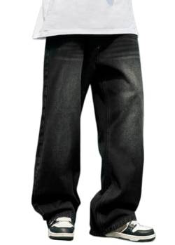 ORANDESIGNE Herren Baggy Jeans Y2K Jeanshose Vintage Bedruckt Denim Hosen Men Hip Hop Streetwear Hose Teenager Jungen Straight Leg Skateboard Jeans Q Dunkelgrau S von ORANDESIGNE