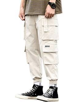 ORANDESIGNE Herren Cargo Hose Jogging Pants Chino Casual Retro Trends Seitentaschenhose Schwarz Mens Frühlings Herbst Mode Retro Normallack Mehrfachtaschen Lange Hosen I Khaki 3XL von ORANDESIGNE