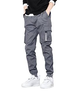 ORANDESIGNE Herren Cargohose Arbeit Kampf Techwear Hose mit Taschen Jogginghose Hip Hop Jogger Hosen F Grau L von ORANDESIGNE