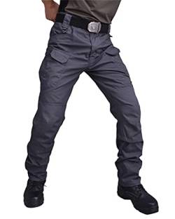 ORANDESIGNE Herren Cargohose Outdoor Militär Tactical Hose Männer Stretch Arbeitshose mit Multi Taschen A Grau M von ORANDESIGNE