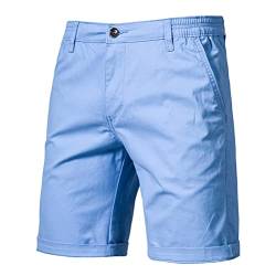 ORANDESIGNE Herren Chino Shorts Bermuda Kurze Hose mit Gürtel aus Stretch-Material Regular Fit hellblau L von ORANDESIGNE