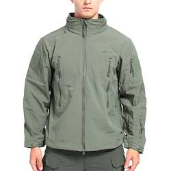 ORANDESIGNE Herren Fleecejacke Military Outdoor Winddichte Jacke mit Kapuze B Khaki XL von ORANDESIGNE