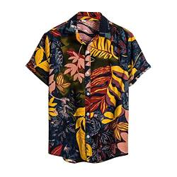 ORANDESIGNE Herren Hawaiihemd Unisex Kurzarm Urlaub Sommer Aloha Bedruckter Strand Beilaufig Hawaii Hemd Leinen Hemd mit Muster Bunte Casual 3D Gedruckt Sommerhemden A Rot XL von ORANDESIGNE