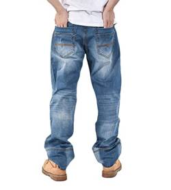 ORANDESIGNE Herren Hip Hop Baggy Jeans Vintage Graffiti Drucken Stickerei Denim Jeanshose Hip Hop Straßentanz Hosen Teenager Jungen Skateboard Hose Cargohosen ZK Hellblau L von ORANDESIGNE