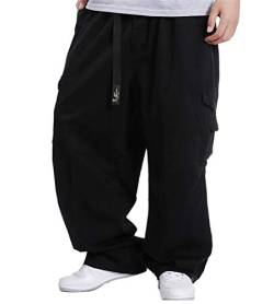 ORANDESIGNE Herren Hip Hop Hose Cargohosen Hipster Style Baggy Rap Straight Leg Loose Fit E Schwarz L von ORANDESIGNE