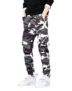 ORANDESIGNE Herren Hose Mode Cargo Hose Muti Taschen Bandage CasualSporthosen Harem Hose Männer Freizeithose Chino Hose Sweatpants J Weiß M von ORANDESIGNE