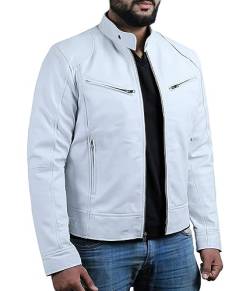 ORANDESIGNE Herren Jacke Übergangsjacke Bikerjacke Freizeitjacke Kunstleder Jacke Reißverschluss Übergangsoberteil mit Stehkragen Lässig Motorrad Piloten Casual Klassisch Lederjacke von ORANDESIGNE