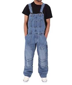 ORANDESIGNE Herren Jeans Latzhose Denim Overalls Jeanshose Männer Cargo Retro Jumpsuit Arbeitshose Blau Arbeitslatzhosen B Hellblau M von ORANDESIGNE