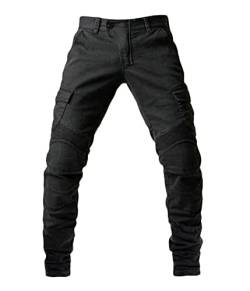 ORANDESIGNE Herren Motorradhose Mit Protektoren Sportliche Motorrad Hose Stretch mit Oberschenkeltaschen Motorradjeans Schutzhose mit 2 Paar Protektoren an Hüfte und Knie A Schwarz L von ORANDESIGNE