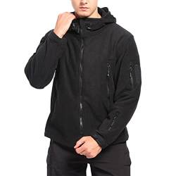 ORANDESIGNE Herren Outdoor Fleecejacke Winddicht Taktische Armee Jacke mit 7 Taschen Warme Stehkragen Jagdjacke Winter Voll Zip Übergangsjacke für Wandern Arbeiten C Schwarz XL von ORANDESIGNE