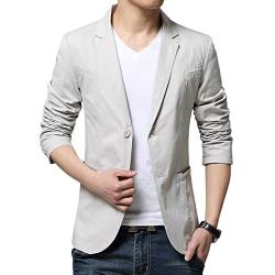 ORANDESIGNE Herren Sakko Slim Fit Einfarbig Modern Anzugjacke Fallendes Revers Hochzeit Party Abschluss Business A Beige S von ORANDESIGNE