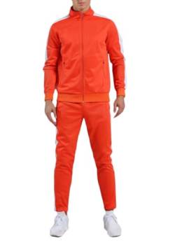 ORANDESIGNE Herren Sportanzug Jogginganzug Fitness Jogging Trainingsanzug Sporthose + Hoodie Freizeitanzug Fitnessanzug Gym Basic Jacke Hose Kapuze Sport B Orange M von ORANDESIGNE