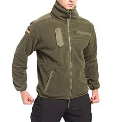 ORANDESIGNE Herren Winddichte Taktische Jacke Fleecejacke Military Outdoor Jacke mit Kapuze Warme Stehkragen Jagdjacke mit Multi Taschen Winter Voll Zip Übergangsjacke D Grün XXL von ORANDESIGNE