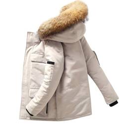 ORANDESIGNE Herren Winter Jacke Quilted Steppjacke Gefüttert Hooded Winterjacke Warm Wintermantel Outdoor Puffer Jacket Gepolstert Daunenjacke Steppjacke mit Abnehmbarer Kapuze B Beige L von ORANDESIGNE