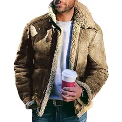 ORANDESIGNE Herren Winter Jacken Slim Fit Parka Verdickender Warm Übergangsjacke Reissverschluss Freizeitjacke Übergangsjacke Oberbekleidung Bikerjacke A Khaki L von ORANDESIGNE