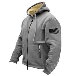 ORANDESIGNE Herren Winterjacke Parka Warm Gefüttert Fleece Innenfutter Hooded Bomberjacke Übergangsjacke Modern Jacke Mit Kapuze Hoodie Sweatjacke Kapuzenpullover Wintermantel Outdoor E Grau 3XL von ORANDESIGNE