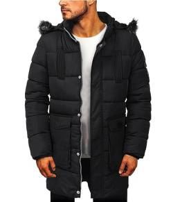 ORANDESIGNE Herren Winterjacke Winter Warm Bomberjacke Steppjacke Wintermantel Kunstfell Leichte Outdoor Puffer Jacket Gepolstert Jacke Lange Steppmantel Mit Kapuze B Schwarz M von ORANDESIGNE