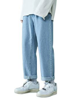 ORANDESIGNE Jeanshosen Herren Hose mit Weitem Bein Jeans Casual Relaxed Fit Jeanshose Denim Hosen Baggy Hip Hop Jeans Vintage Ausgestellte Jeans Straight Leg Streetwear F Blau S von ORANDESIGNE