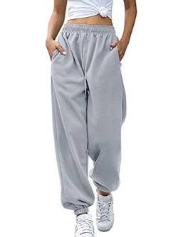 ORANDESIGNE Jogginghose Damen Sporthose Lang Trainingshose Freizeithose Sweatpants Fitnesshose Sweathose Frauen Slim Fit A-Grau XL von ORANDESIGNE