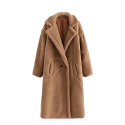 ORANDESIGNE Langer Mantel Damen Winter Jacke Fleecejacke Plüschjacke Kunstpelzjacke Teddy Coat Parka Fleece Mantel Kamel S von ORANDESIGNE