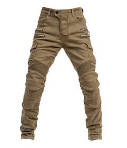 ORANDESIGNE Motorradhose Herren mit Protektoren Motorradhosen Motorrad Jeans Stretch Männer Motorradjeans für Herren B Khaki L von ORANDESIGNE