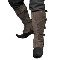 ORANDESIGNE Pirate Stiefelstulpen Herren Mittelalterliche Beinwickel Kunstleder Mittelalter Stiefel Gamaschen Wildlederimitat Steampunk Stiefelüberzug Kostümzubehör C Kaffee Einheitsgröße von ORANDESIGNE