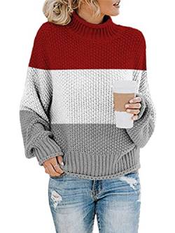 ORANDESIGNE Pullover Damen Rollkragenpullover Elegant Strickpullover Grobstrickpullover Winter Casual Lose Pulli Langarm Oberteile C 02 XXL von ORANDESIGNE