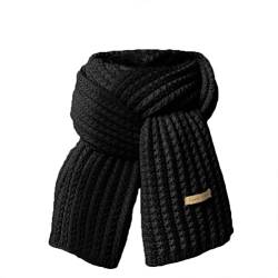 ORANDESIGNE Schal Damen Winter Flauschig Weicher Strickschal Winter Warm Einfarbig Grobstrick Schal Oversize Winterschal Elegante Quadratischer Frauen Deckenschal Scarf A Schwarz M von ORANDESIGNE