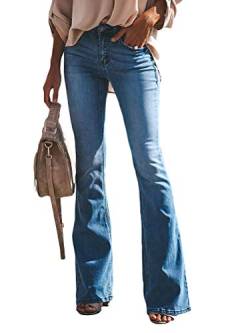 ORANDESIGNE Schlaghosen Damen Jeans Slim Fit Jeanshose Stretch Skinny Hosen Casual Jeanshose B Hellblau XL von ORANDESIGNE