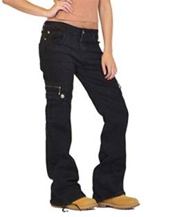 ORANDESIGNE Schwarz Jeanshose Damen Cargohose Militär Jeans Hosen Weite Beinhosen Freizeithose Sporthose Schlaghose Outdoorhose Arbeitshose A Schwarz S von ORANDESIGNE