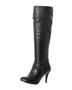 ORANDESIGNE Schwarz Runde Zehe Stiletto Mode Overknees Stiefel Damen 40 EU von ORANDESIGNE